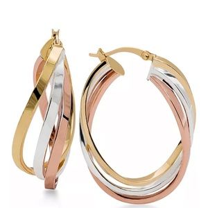 Tritone twisted hoop earrings